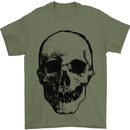 Human Skull Mens T-Shirt Cotton Gildan Military Green