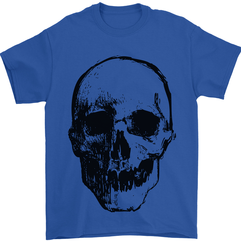 Human Skull Mens T-Shirt Cotton Gildan Royal Blue