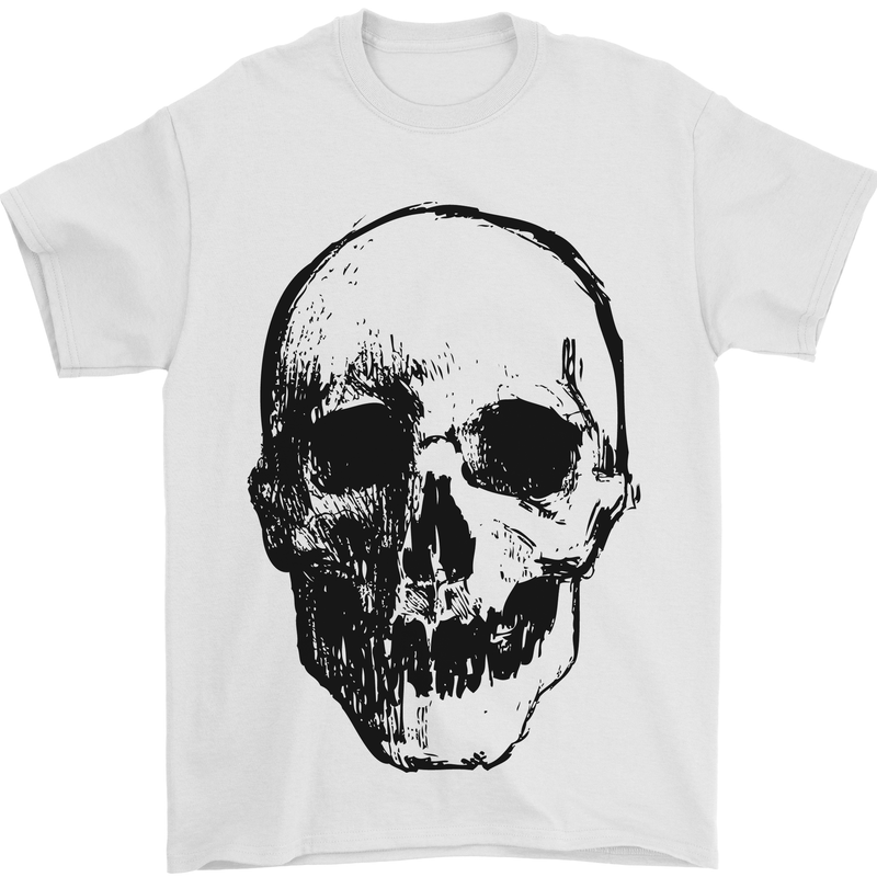 Human Skull Mens T-Shirt Cotton Gildan White
