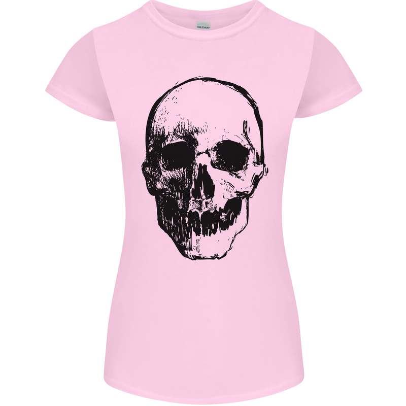 Human Skull Womens Petite Cut T-Shirt Light Pink