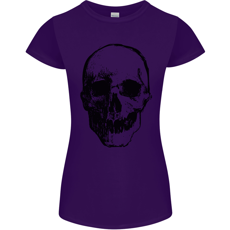 Human Skull Womens Petite Cut T-Shirt Purple