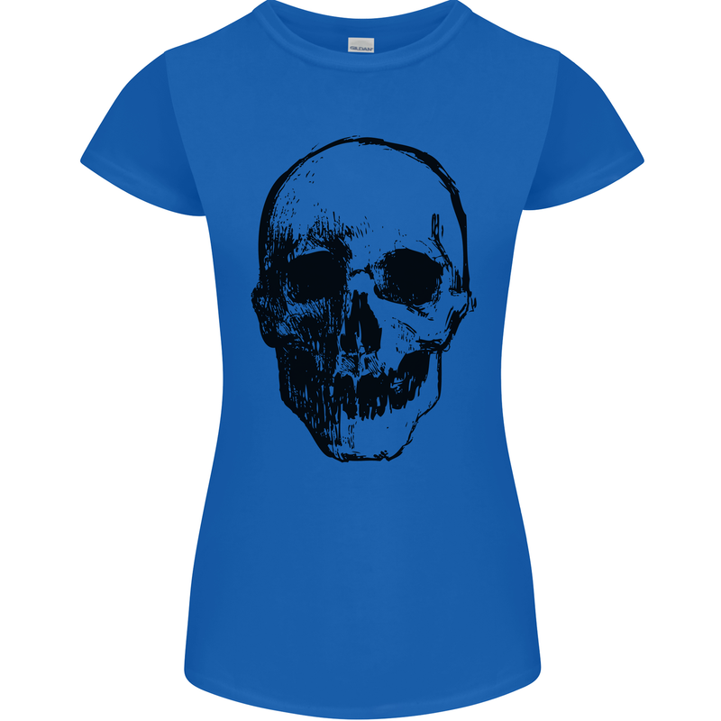 Human Skull Womens Petite Cut T-Shirt Royal Blue