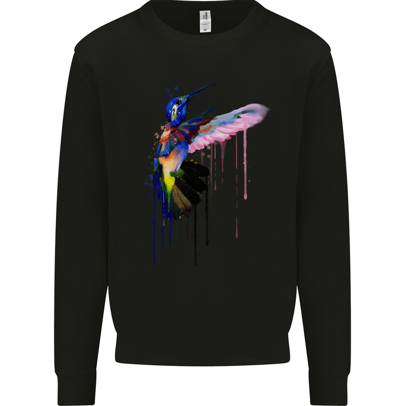 Hummingbird Watercolour Bird Kids Sweatshirt Jumper Black