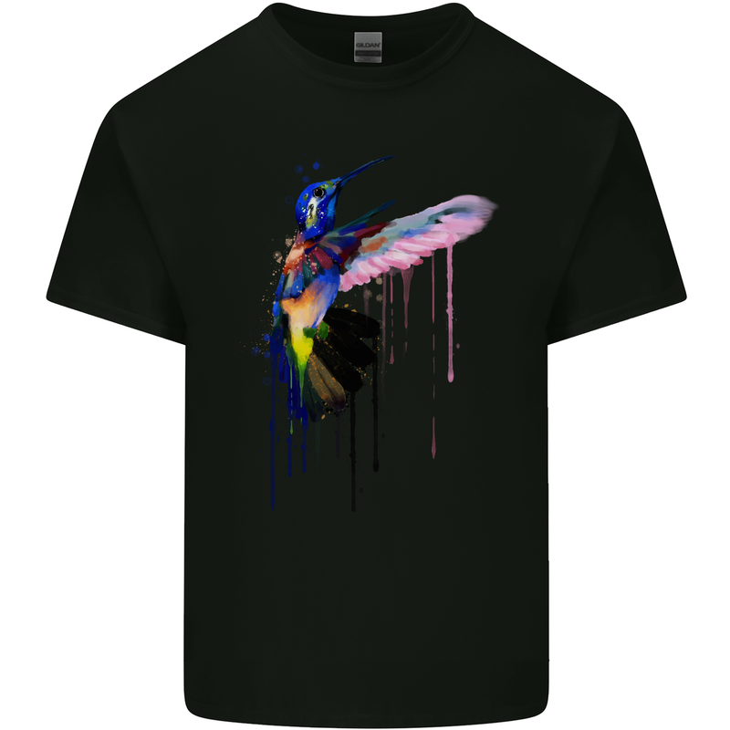 Hummingbird Watercolour Bird Kids T-Shirt Childrens Black