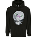 Hummingbirds With Moon & Flower Childrens Kids Hoodie Black