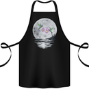 Hummingbirds With Moon & Flower Cotton Apron 100% Organic Black