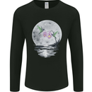 Hummingbirds With Moon & Flower Mens Long Sleeve T-Shirt Black