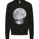 Hummingbirds With Moon & Flower Mens Sweatshirt Jumper Black