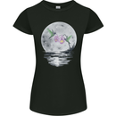 Hummingbirds With Moon & Flower Womens Petite Cut T-Shirt Black