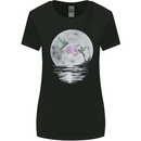 Hummingbirds With Moon & Flower Womens Wider Cut T-Shirt Black