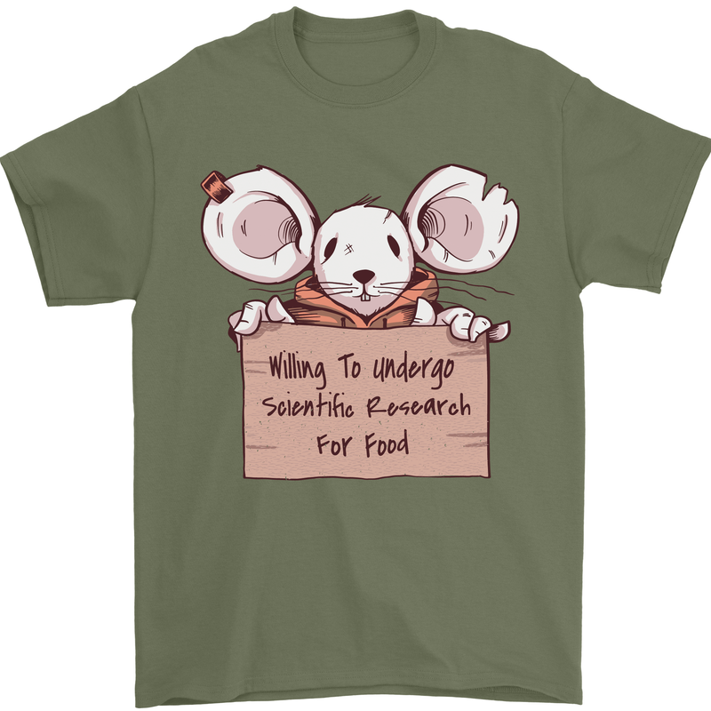 Hungry Mouse Mens T-Shirt 100% Cotton Military Green