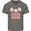 Hungry Mouse Mens V-Neck Cotton T-Shirt Charcoal