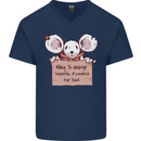 Hungry Mouse Mens V-Neck Cotton T-Shirt Navy Blue