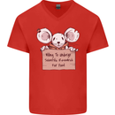 Hungry Mouse Mens V-Neck Cotton T-Shirt Red