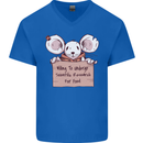 Hungry Mouse Mens V-Neck Cotton T-Shirt Royal Blue