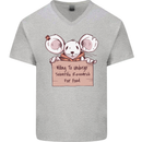 Hungry Mouse Mens V-Neck Cotton T-Shirt Sports Grey