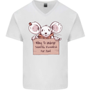 Hungry Mouse Mens V-Neck Cotton T-Shirt White