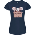 Hungry Mouse Womens Petite Cut T-Shirt Navy Blue