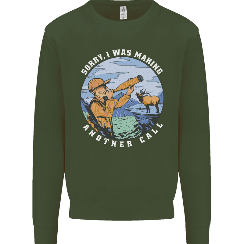 Hunting Making Another Call Hunter Funny Kids Sweatshirt Jumper Forest Green