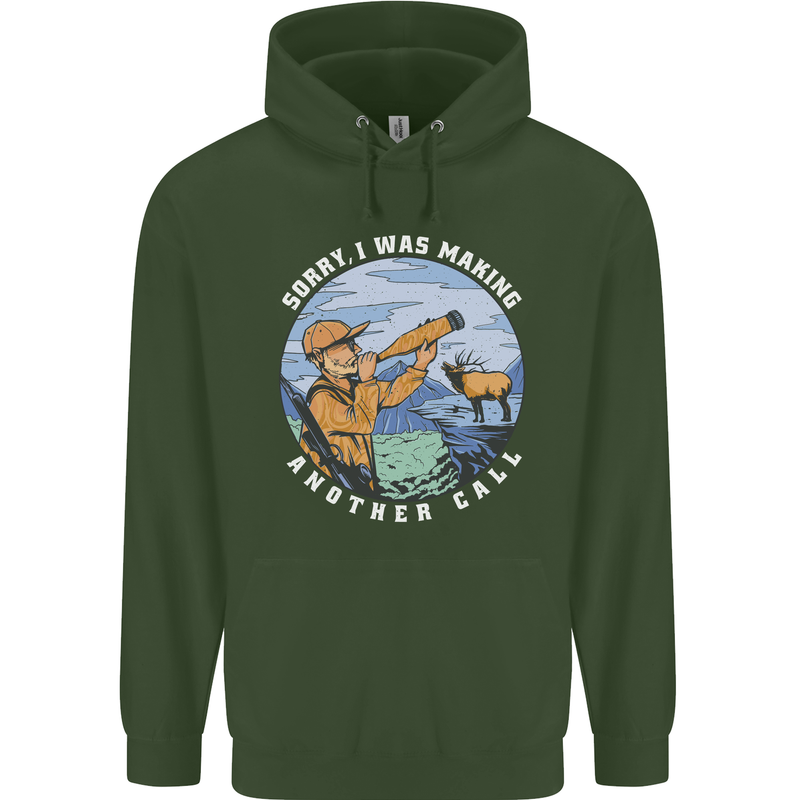 Hunting Making Another Call Hunter Funny Mens 80% Cotton Hoodie Forest Green