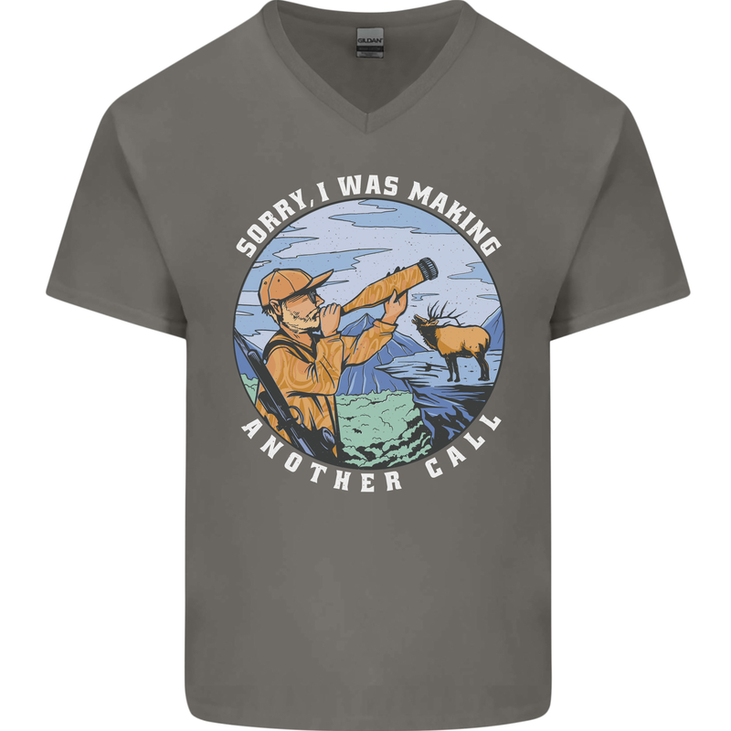 Hunting Making Another Call Hunter Funny Mens V-Neck Cotton T-Shirt Charcoal