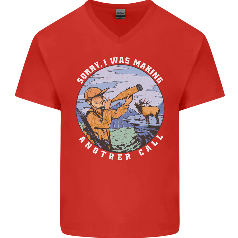 Hunting Making Another Call Hunter Funny Mens V-Neck Cotton T-Shirt Red