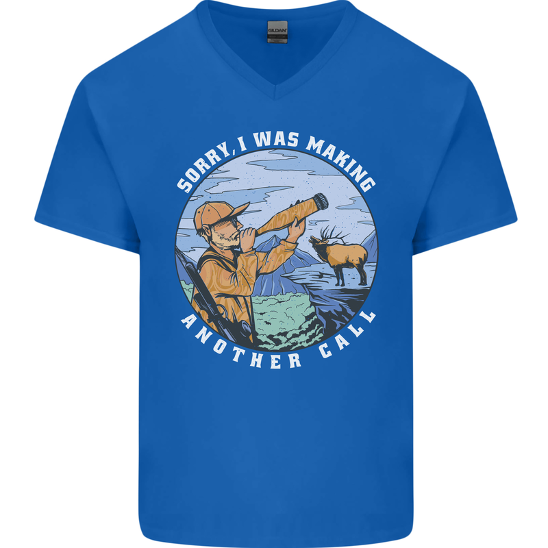Hunting Making Another Call Hunter Funny Mens V-Neck Cotton T-Shirt Royal Blue