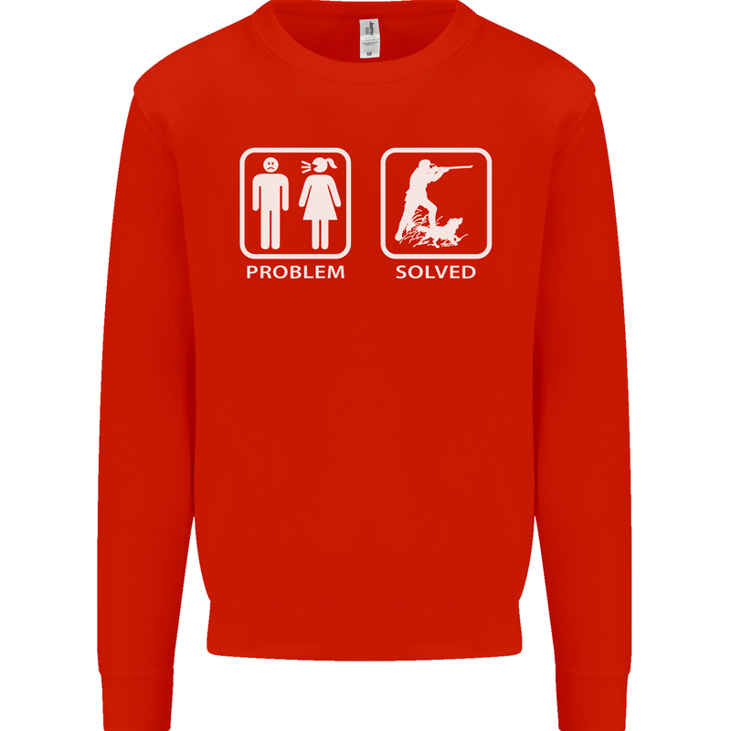 Hunting Problem Solved Funny Hunter Mens Sweatshirt Jumper Bright Red