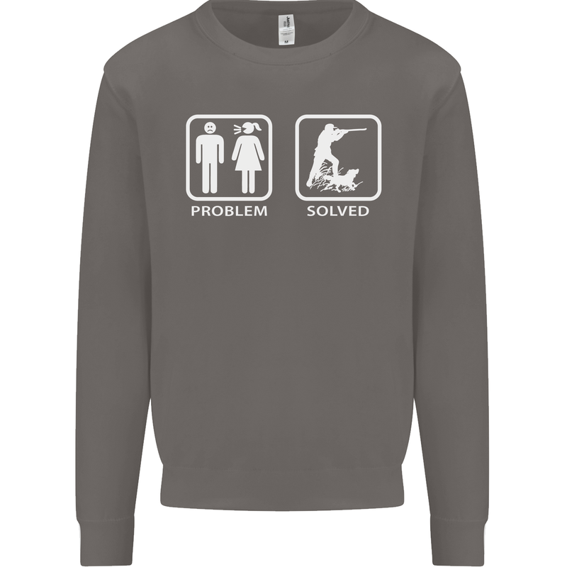 Hunting Problem Solved Funny Hunter Mens Sweatshirt Jumper Charcoal
