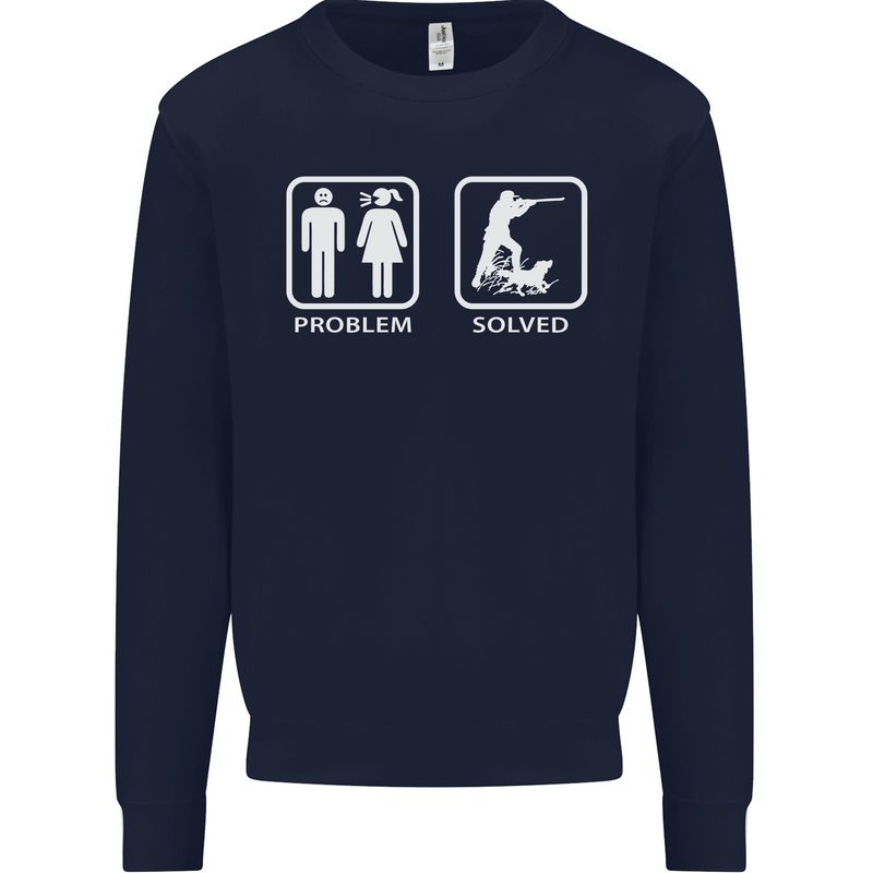 Hunting Problem Solved Funny Hunter Mens Sweatshirt Jumper Navy Blue