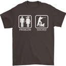 Hunting Problem Solved Funny Hunter Mens T-Shirt Cotton Gildan Dark Chocolate