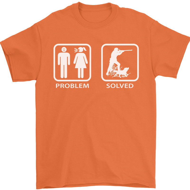 Hunting Problem Solved Funny Hunter Mens T-Shirt Cotton Gildan Orange