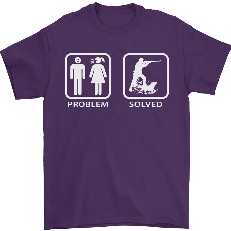 Hunting Problem Solved Funny Hunter Mens T-Shirt Cotton Gildan Purple