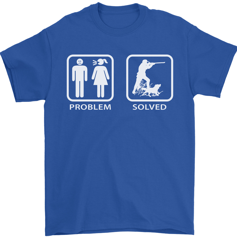 Hunting Problem Solved Funny Hunter Mens T-Shirt Cotton Gildan Royal Blue