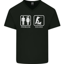 Hunting Problem Solved Funny Hunter Mens V-Neck Cotton T-Shirt Black