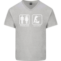 Hunting Problem Solved Funny Hunter Mens V-Neck Cotton T-Shirt Sports Grey