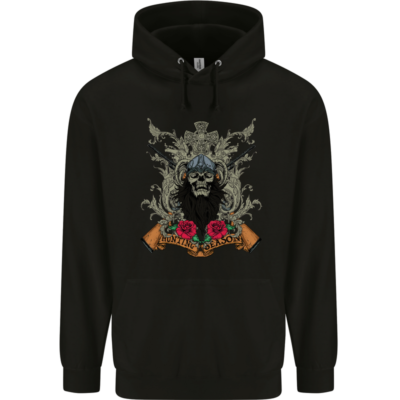 Hunting Season Hunter Skull Hunt Childrens Kids Hoodie Black