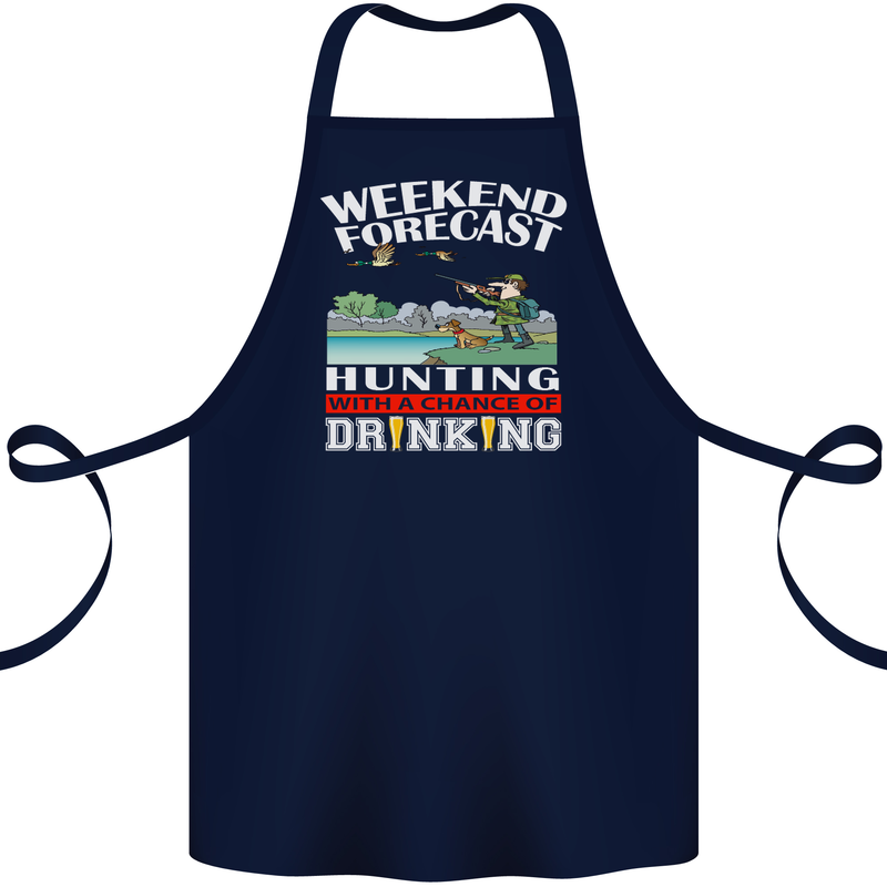 Hunting Weekend Alcohol Beer Funny Hunter Cotton Apron 100% Organic Navy Blue