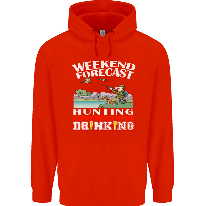 Hunting Weekend Alcohol Beer Funny Hunter Mens 80% Cotton Hoodie Bright Red