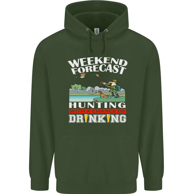 Hunting Weekend Alcohol Beer Funny Hunter Mens 80% Cotton Hoodie Forest Green