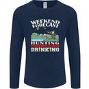 Hunting Weekend Alcohol Beer Funny Hunter Mens Long Sleeve T-Shirt Navy Blue