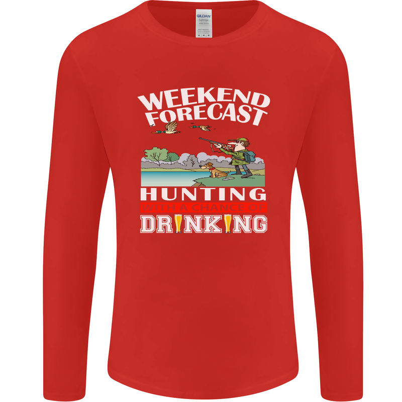 Hunting Weekend Alcohol Beer Funny Hunter Mens Long Sleeve T-Shirt Red