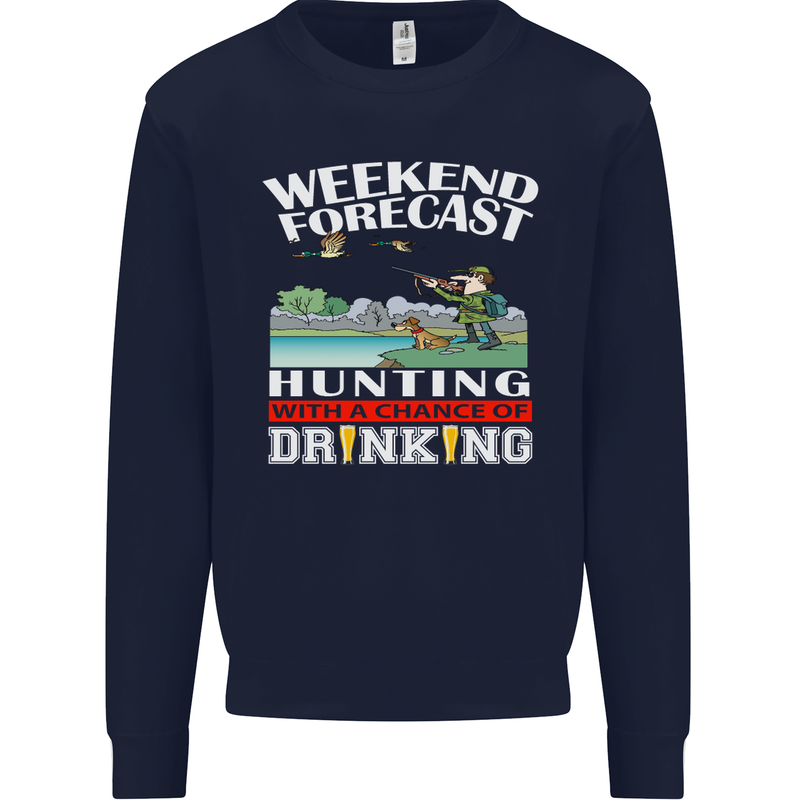 Hunting Weekend Alcohol Beer Funny Hunter Mens Sweatshirt Jumper Navy Blue