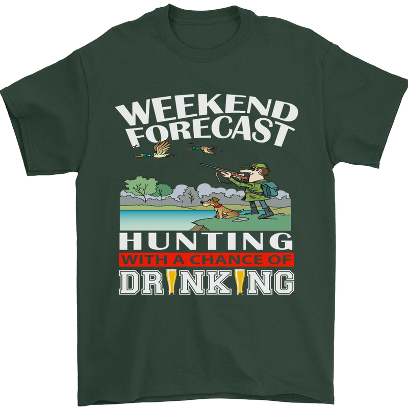 Hunting Weekend Alcohol Beer Funny Hunter Mens T-Shirt Cotton Gildan Forest Green