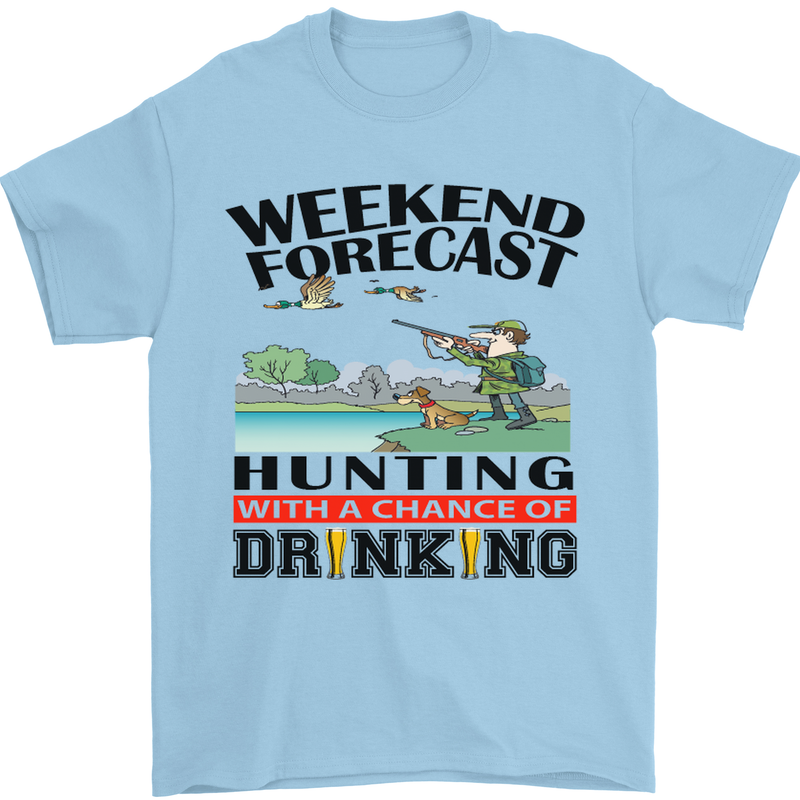 Hunting Weekend Alcohol Beer Funny Hunter Mens T-Shirt Cotton Gildan Light Blue