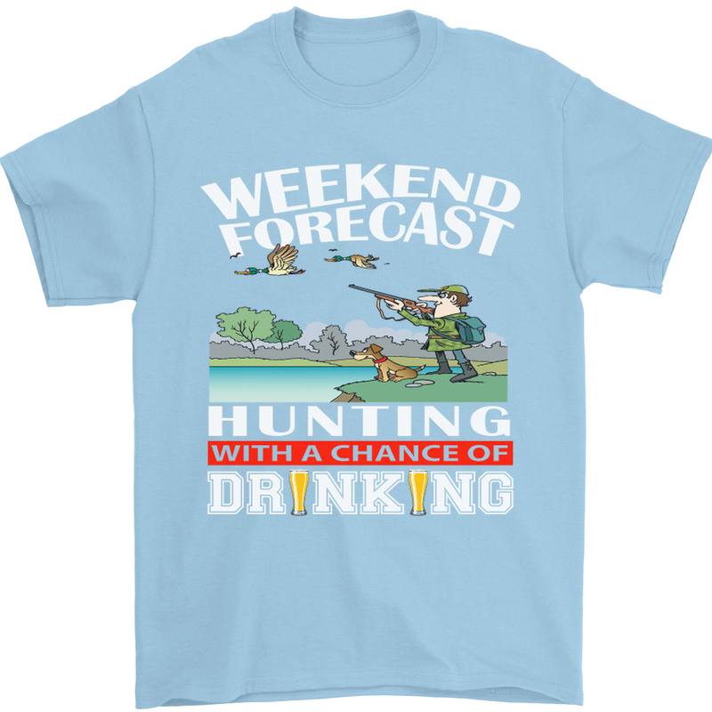 Hunting Weekend Alcohol Beer Funny Hunter Mens T-Shirt Cotton Gildan Light Blue