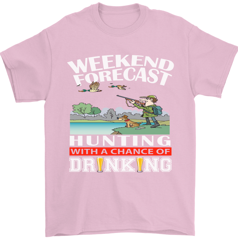 Hunting Weekend Alcohol Beer Funny Hunter Mens T-Shirt Cotton Gildan Light Pink
