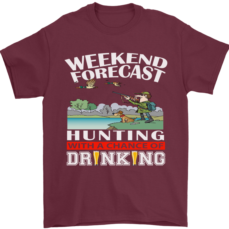 Hunting Weekend Alcohol Beer Funny Hunter Mens T-Shirt Cotton Gildan Maroon