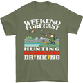 Hunting Weekend Alcohol Beer Funny Hunter Mens T-Shirt Cotton Gildan Military Green