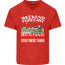 Hunting Weekend Alcohol Beer Funny Hunter Mens V-Neck Cotton T-Shirt Red